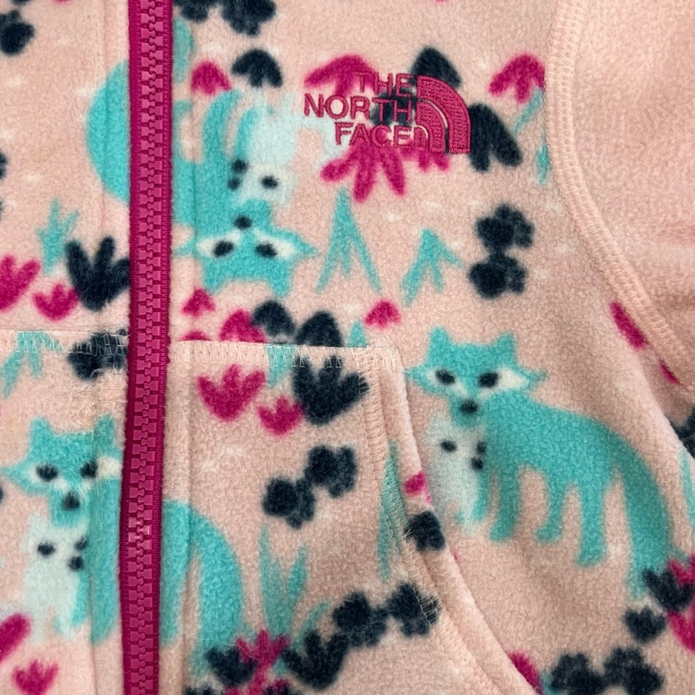 The North Face light pink printed fleece zipper jacket, infant girls 3-6month - Picture 4 of 5
